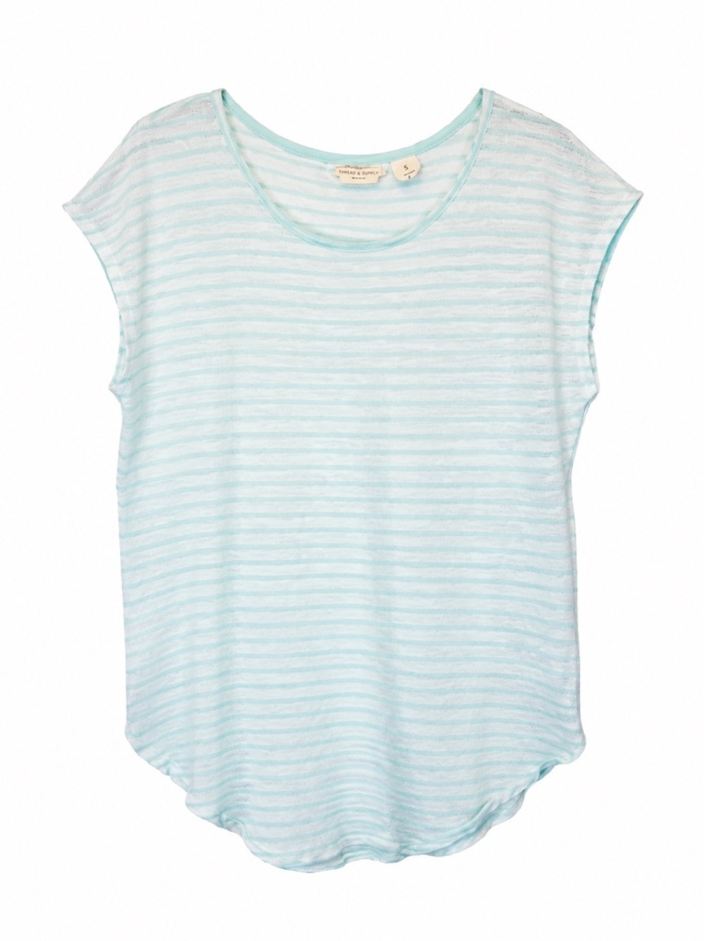 Christian Siriano Linen Striped Short Sleeve Shirt Top Size L Summer Top